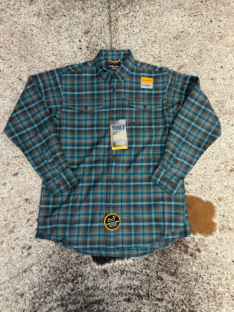 ARIAT MENS REBAR FLANNEL LONG SLEEVE WORK SHIRT STARGAZER