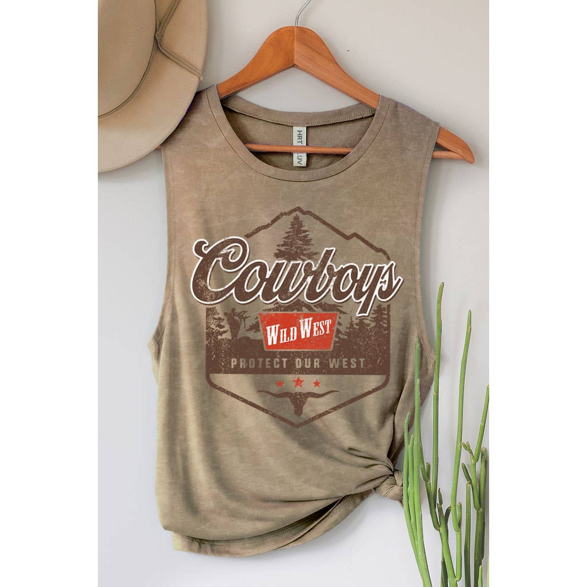COWBOYS WILD WEST GRAPHIC TANK TOP: Mineral Black