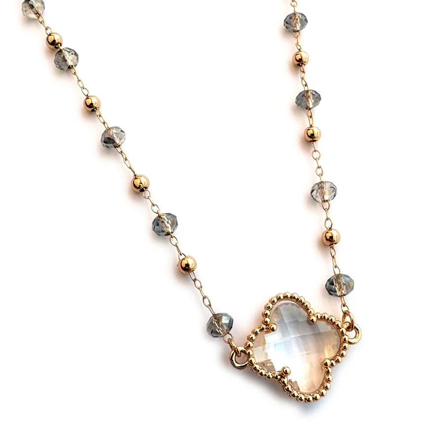 Small Rosary Clover Necklace - Gold