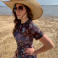 Texas Rodeo Short Sleeve Mesh Top - Black/Turq/White