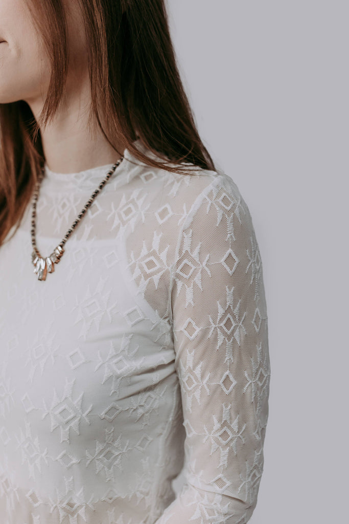Aztec Womens White Lace Top