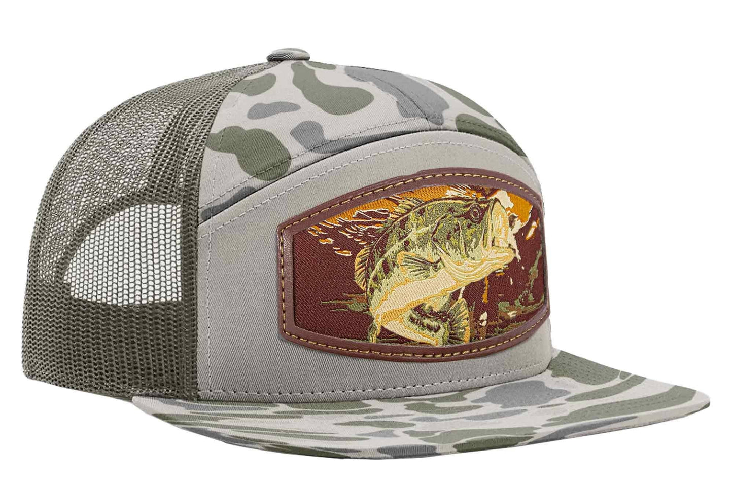 Bass Woven Patch Old School Camo Hat.: MOS Bottomland/Loden