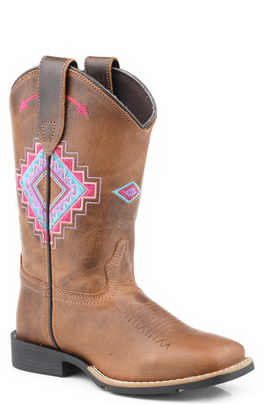 Roper Little Kids Girls Roper Western Embroidered Aztec Sundance Boot