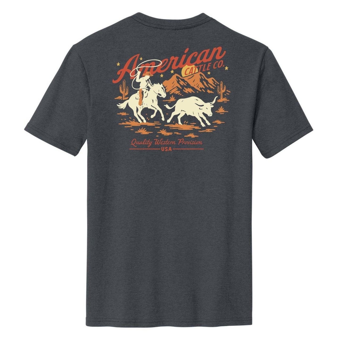 AMERICAN CATTLE Frontier Tee: Charcoal