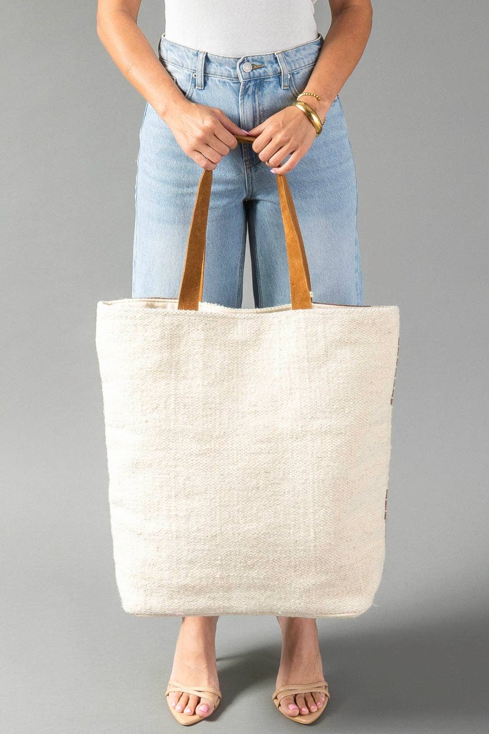 Cream, Brown & Rust Western Tote