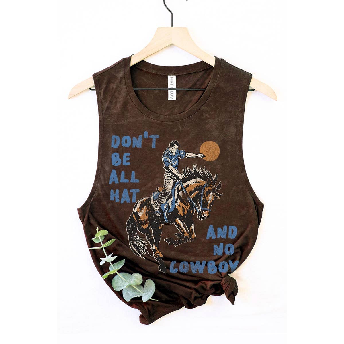 DONT BE ALL HAT AND NO COWBOY MINERAL GRAPHIC TANK TOP: MINERAL VINTAGE BLUE