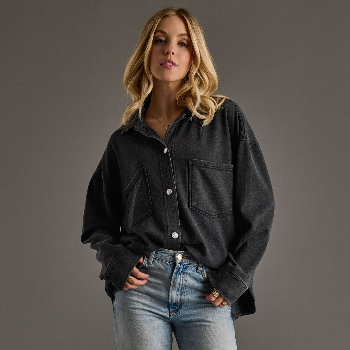 The Cori Black Super Soft Button Up