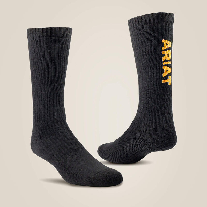 Ariat Mens Premium Ringspun Cotton Mid Calf Work Sock 3 Pair Pack