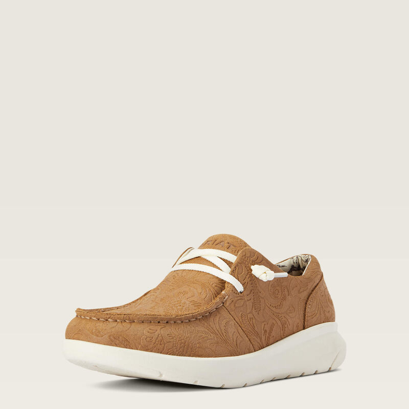 TAN FLORAL EMBOSS ARIAT HILO