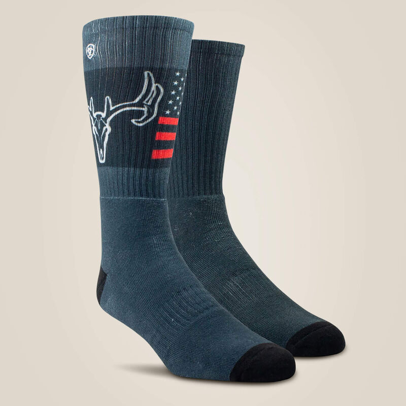 Ariat Mens Patriot Country Graphic Crew Sock 2 Pair Multi Color Pack