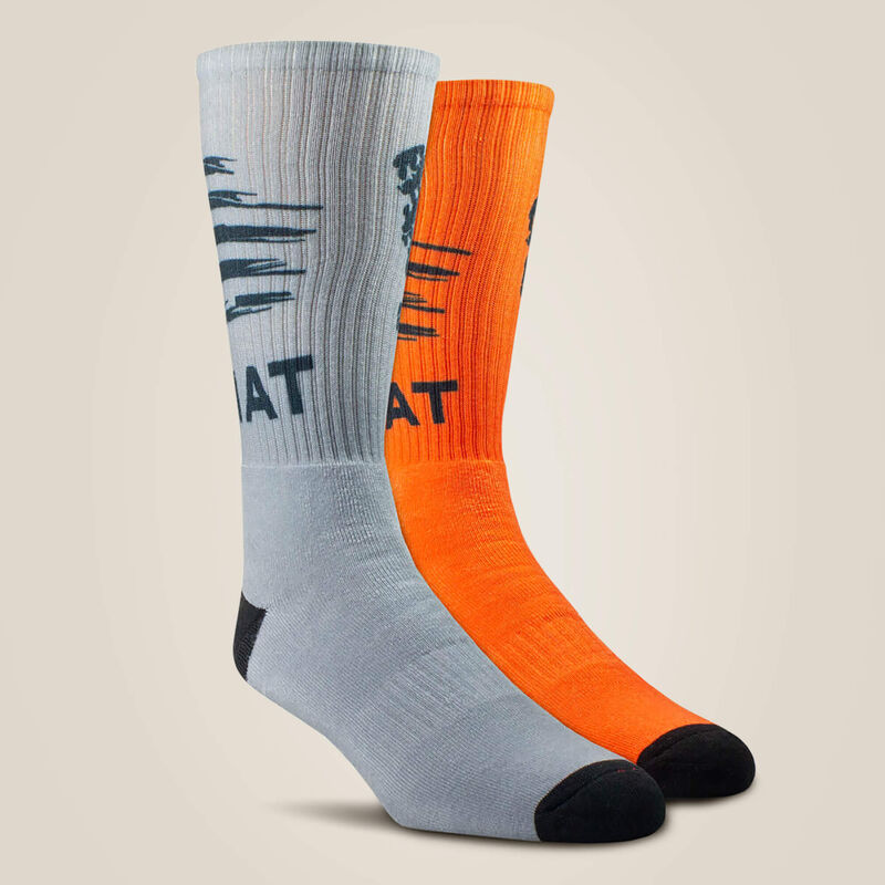ARIAT MENS Patriot Graphic Crew Work Sock 2 Pair Multi Color Pack