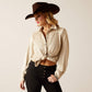 ARIAT WOMENS SAGE SUEDE SNAP LONG SLEEVE TOP PEYOTE