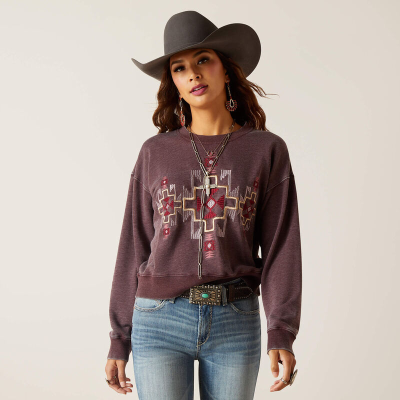 ARIAT WOMENS LARSON SWEATSHIRT CLOVE BROWN