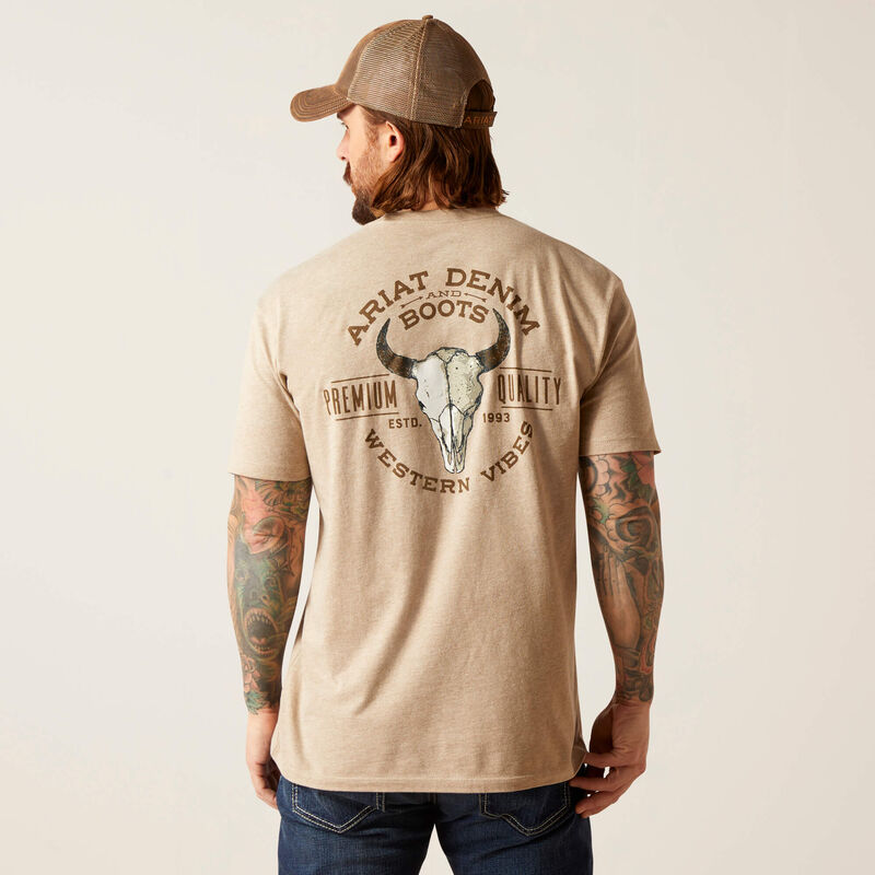 Ariat Womens Bison Skull T-Shirt Adobe Heather Large