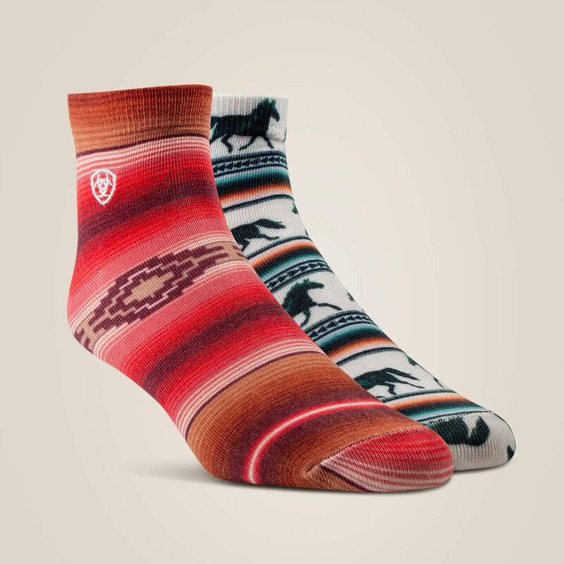 ARIAT Serape Horseprint Qtr Crew 2 Pair Multi Color Pack