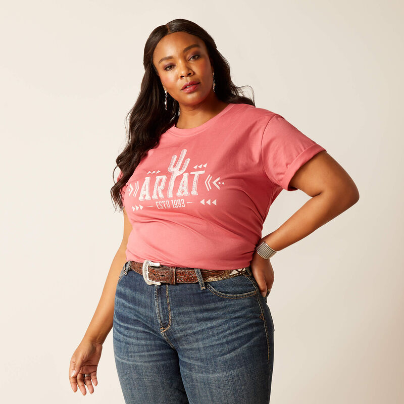 Ariat Womens Cactus Logo T-Shirt Slate Rose