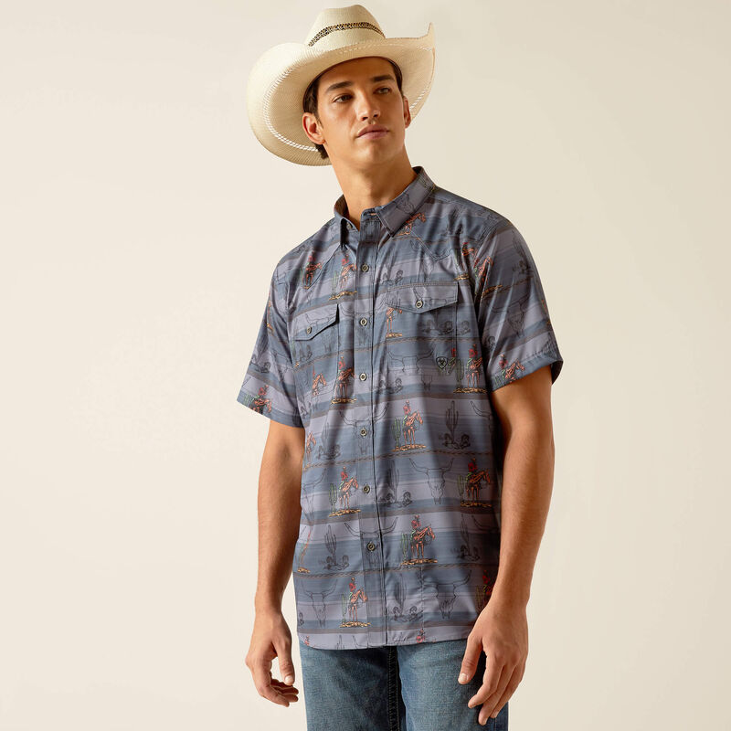 Ariat Mens VentTEK Western Fitted Shirt Ebony Grey