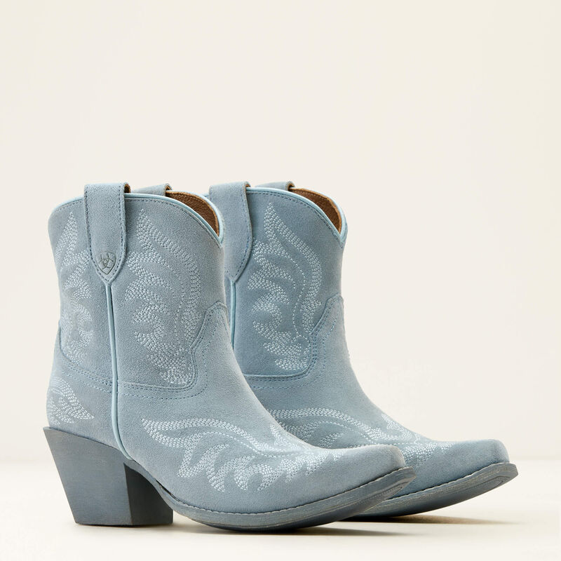 ARIAT Chandler X Toe Western Boot BABY BLUE JEAN SUEDE