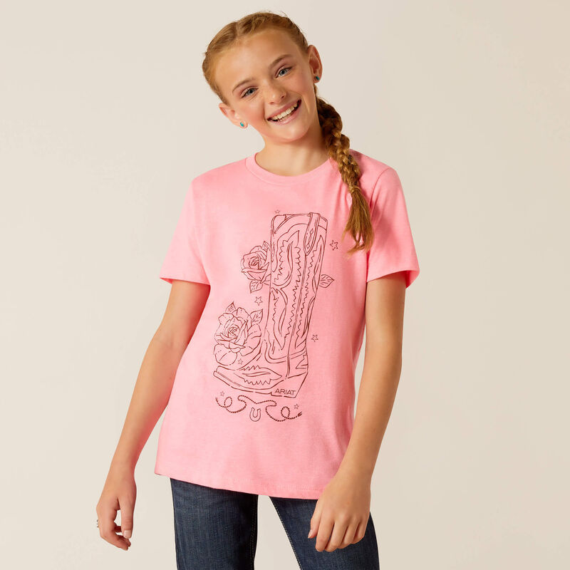 Ariat Youth Tall Boot T-Shirt Pink Ice