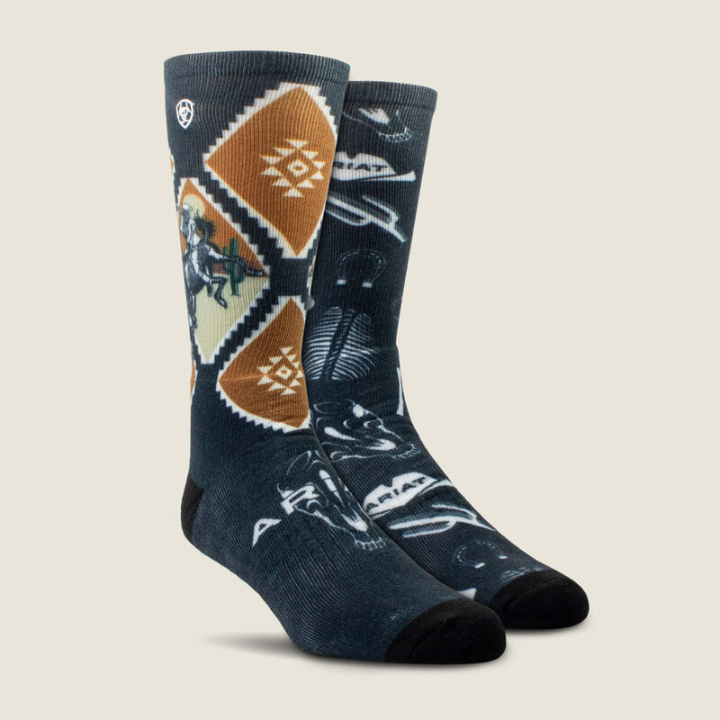 ARIAT Southwest Rider Crew Sock 2 Pair Pack