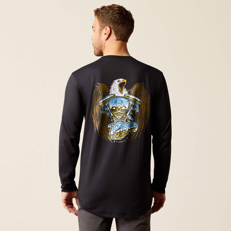 ARIAT MENS REBAR CHROME MOTO EAGLE LONG SLEEVE SHIRT