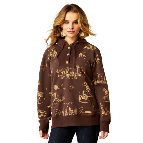 ARIAT WOMENS RANCHIN HOODY RANCHIN PRINT