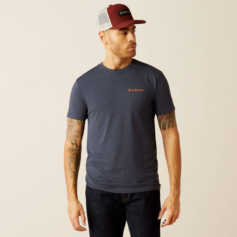 ARIAT MENS EAGLE ROCK SHORT SLEEVE TEE NAVY HEATHER