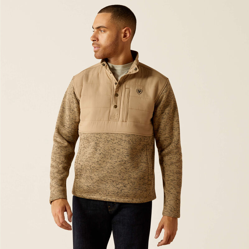 MENS ARIAT CALDWELL REINFORCED SNAP SWEATER CHINCHILLA