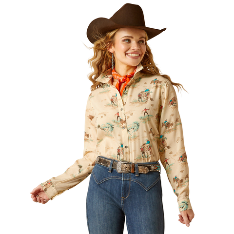 ARIAT WOMENS HOMESTYLE LS SHIRT RETRO RANCH