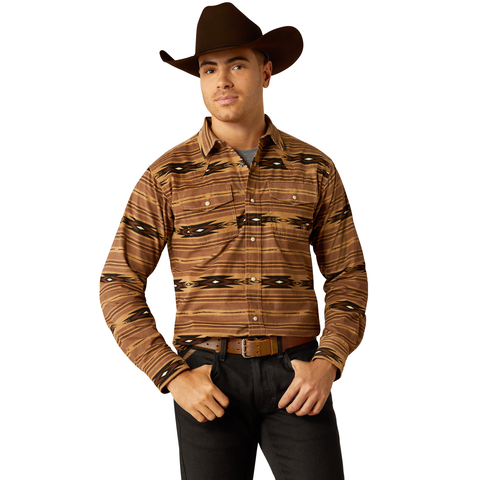 ARAIT MENS HOBART RETRO SNAP SHIRT PINE BARK