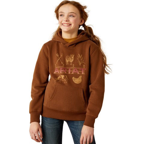 ARIAT GIRLS RANCH COLLECTIONS HOODY SOFT SILT