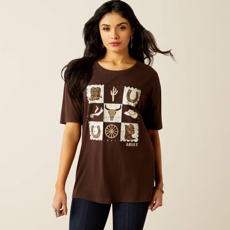 Ariat Womens Checkerboard T-Shirt Mole