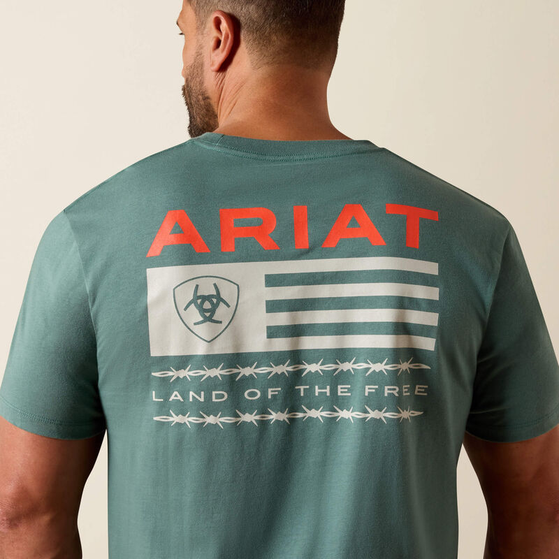 Ariat Hidden Valley Flag Classic Fit T-Shirt-SILVER PINE