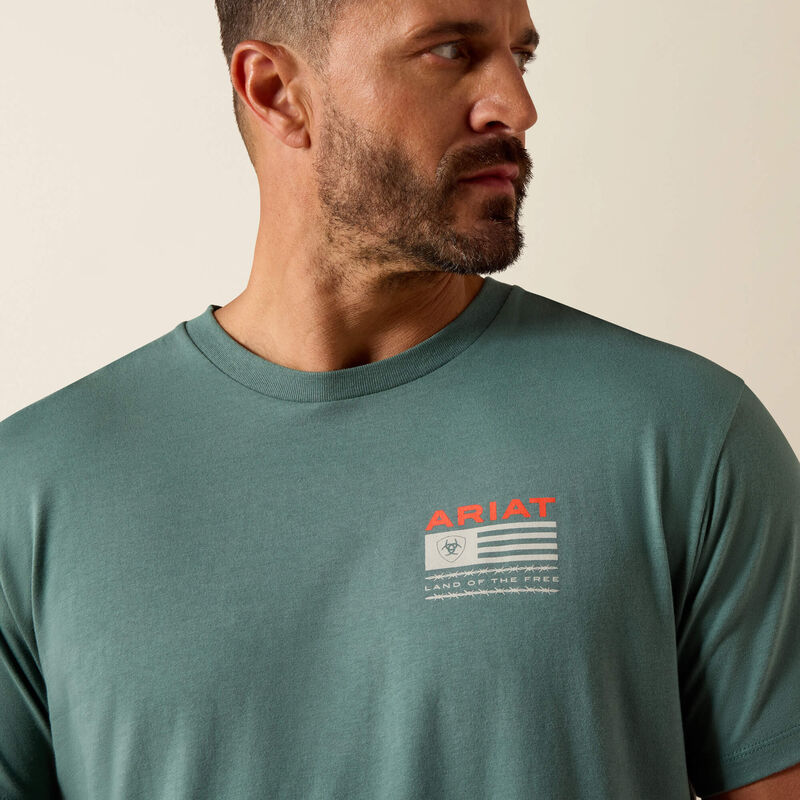Ariat Hidden Valley Flag Classic Fit T-Shirt-SILVER PINE