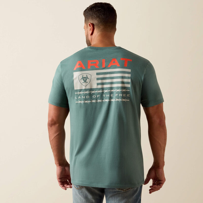 Ariat Hidden Valley Flag Classic Fit T-Shirt-SILVER PINE