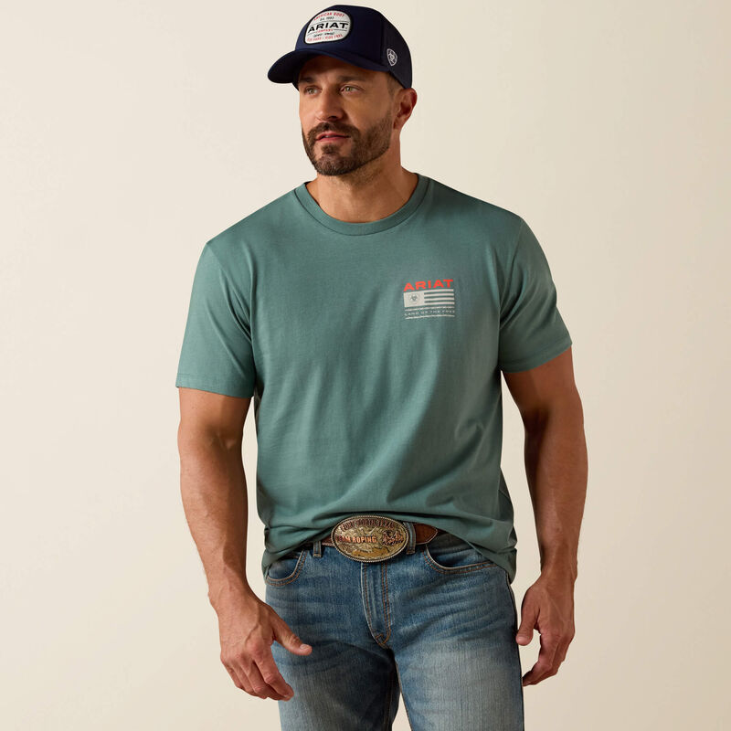 Ariat Hidden Valley Flag Classic Fit T-Shirt-SILVER PINE