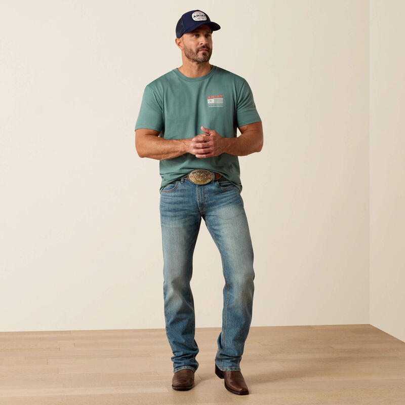 Ariat Hidden Valley Flag Classic Fit T-Shirt-SILVER PINE