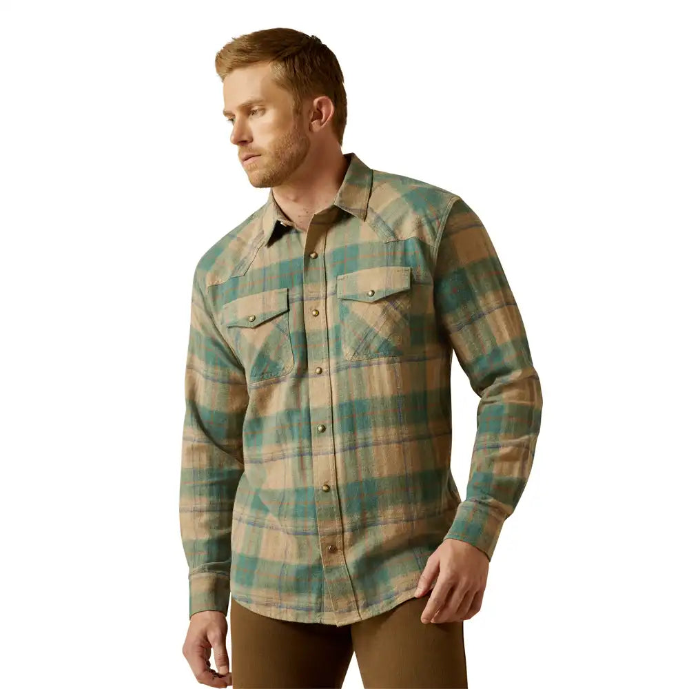 Ariat Mens Huxlee Retro Fit  Shirt Deep Teal