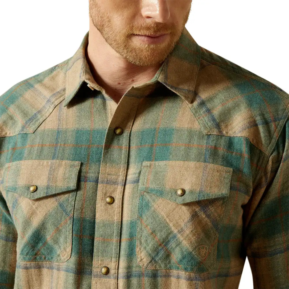 Ariat Mens Huxlee Retro Fit  Shirt Deep Teal