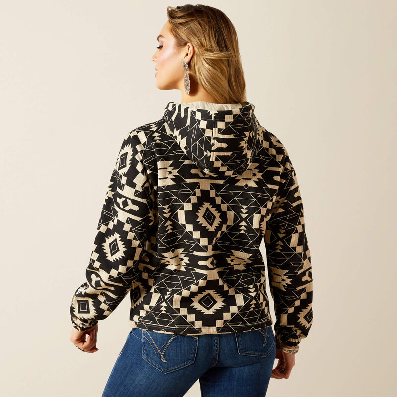 ARIAT WOMENS ESSENTIAL HOODIE BLACK SOUTHWEST PRINT