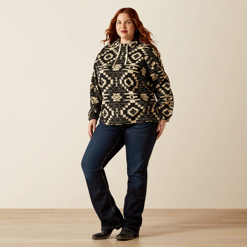 ARIAT WOMENS ESSENTIAL HOODIE BLACK SOUTHWEST PRINT