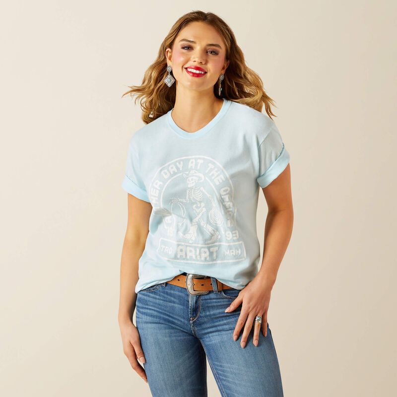 ARIAT WOMENS ANOTHER DAY SS TSHIRT (VINTAGE LAGOON)