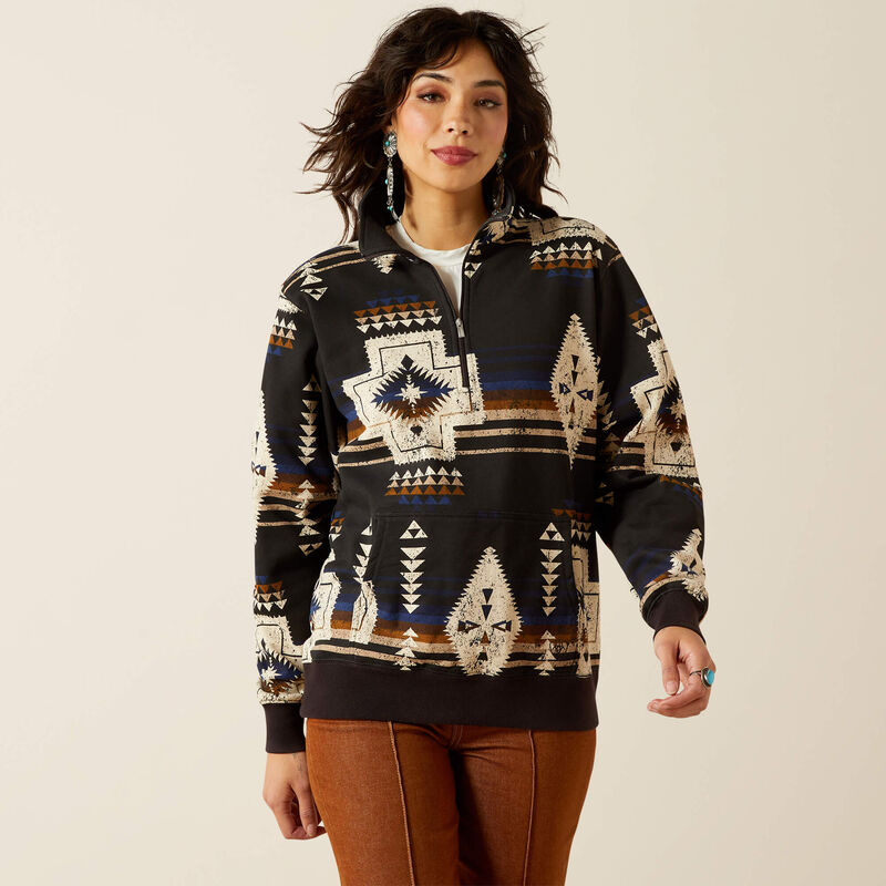 ARIAT WOMENS SIENNA 1/2 ZIP THORNSTONE PRINT SWEATSHIRT