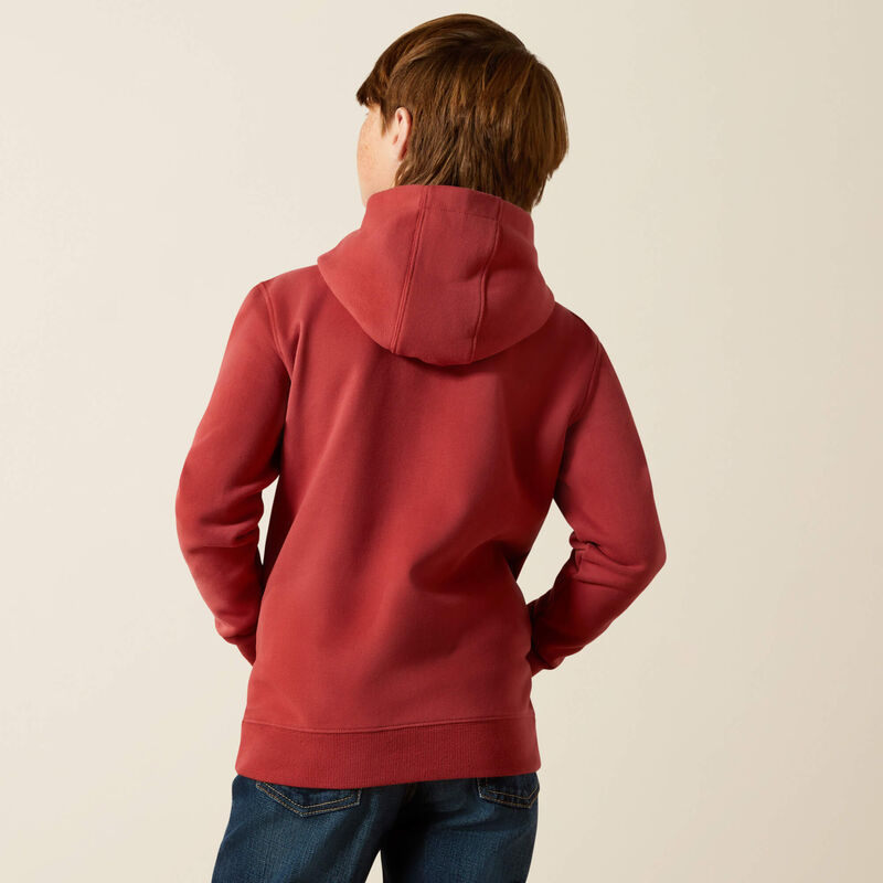 ARIAT BOYS BRICK RED LIQUID STAMP FLAG HOODIE