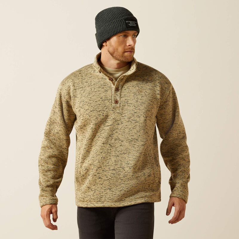 ARIAT MENS CALDWELL 1/4 BUTTON SWEATER BEIGE