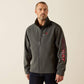 ARIAT MEN'S LOGO SOFTSHELL JACKET-CHARCOAL/AMERICANA