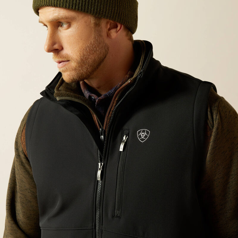 ARIAT MEN'S Logo Softshell Vest-BLACK/SILVER