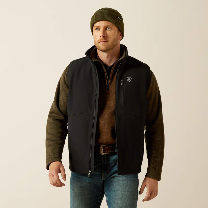 ARIAT MEN'S Logo Softshell Vest-BLACK/SILVER