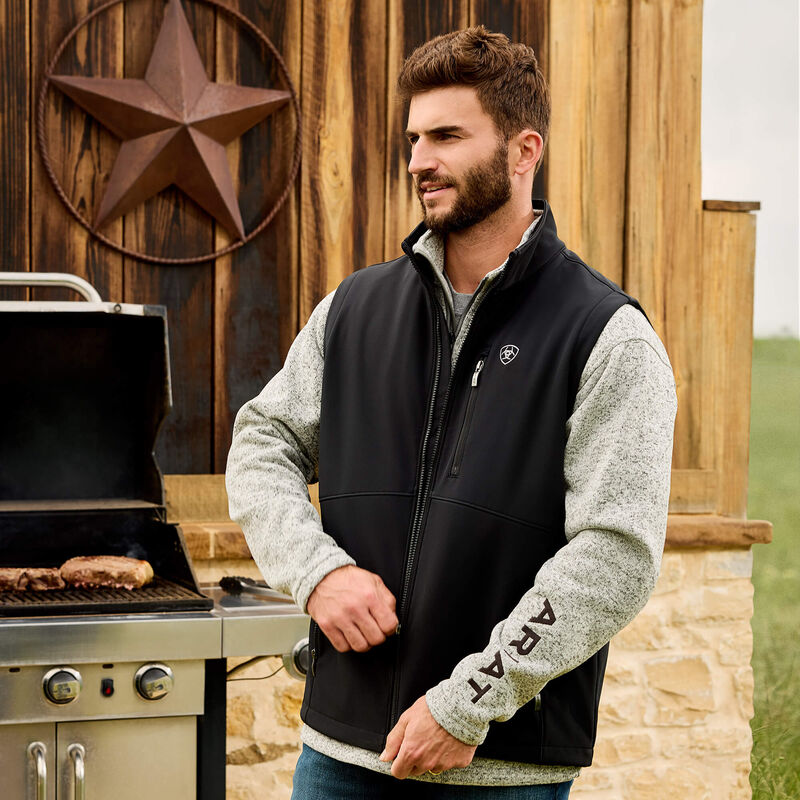 ARIAT MEN'S Logo Softshell Vest-BLACK/SILVER