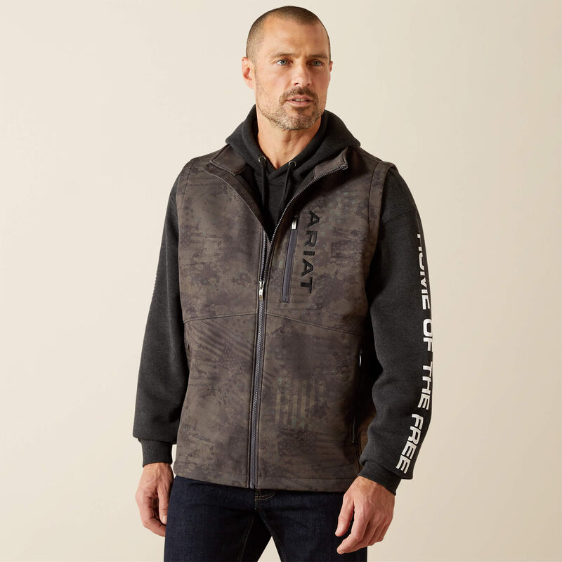 ARIAT MENS Patriot Flag Softshell Vest